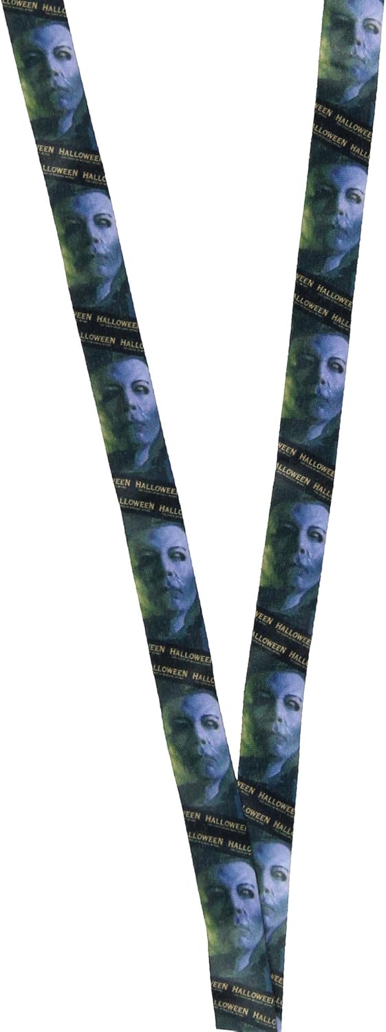 Halloween La maldición de Michael Myers – Soporte transparente para tarjetas de identificación con colgante de metal de 2 pulgadas