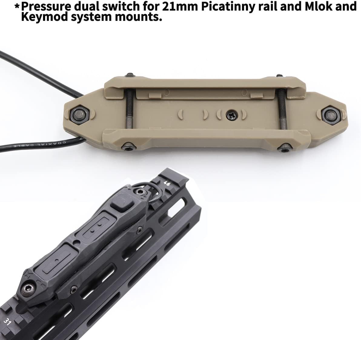 Conjunto de interruptor de presión de doble cinta para luces de armas de luz Scout y interruptor de presión remoto dual de enchufe láser (enchufe