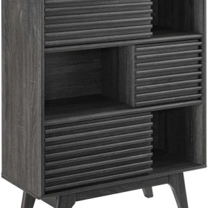Modway Render Mid-Century – Mueble de almacenamiento de tres niveles en color carbón Modway Render Mid-Century – Mueble de almacenamiento de tres niveles en color carbón