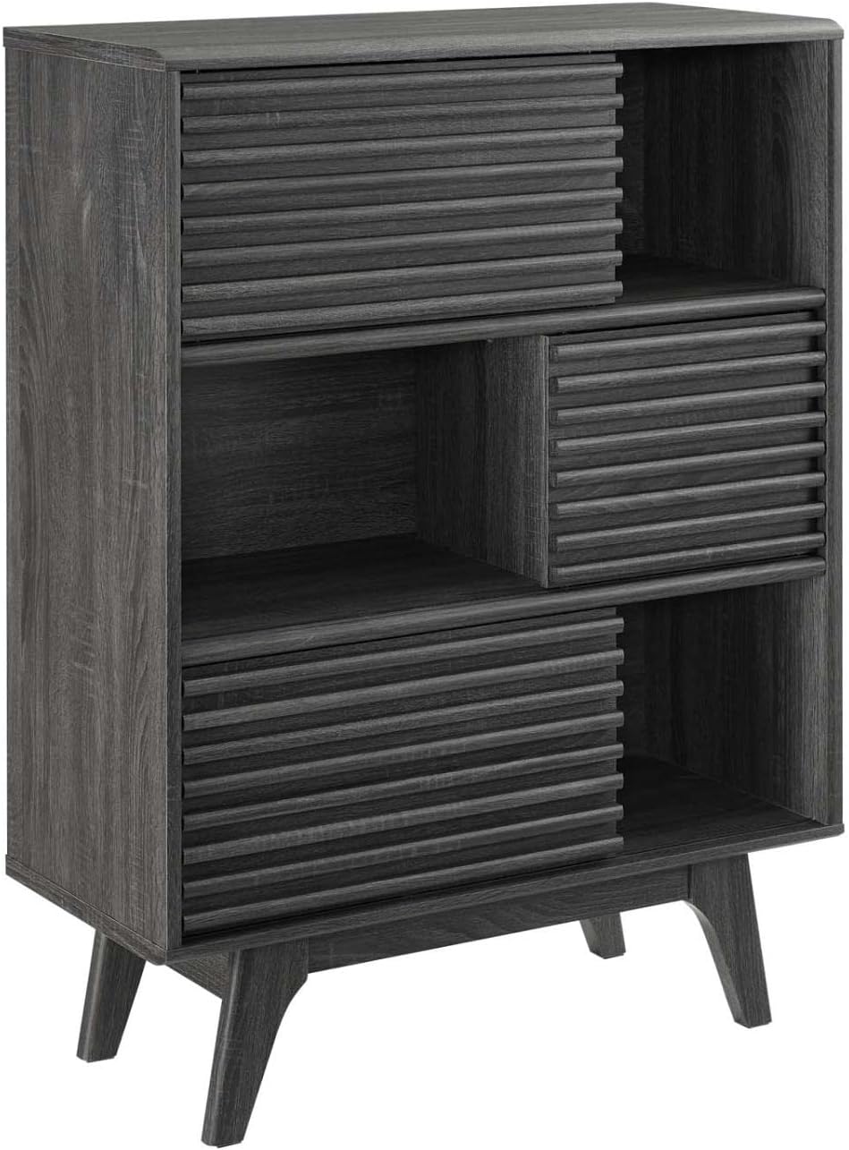 Modway Render Mid-Century – Mueble de almacenamiento de tres niveles en color carbón