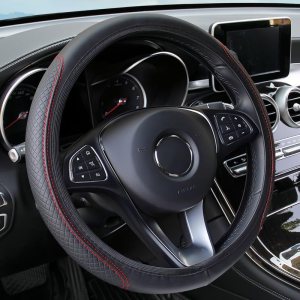 Funda de cuero suave para volante de automóvil, 15 pulgadas, elástica, antideslizante, cómoda, protector universal para volante, accesorios Funda de cuero suave para volante de automóvil, 15 pulgadas, elástica, antideslizante, cómoda, protector universal para volante, accesorios