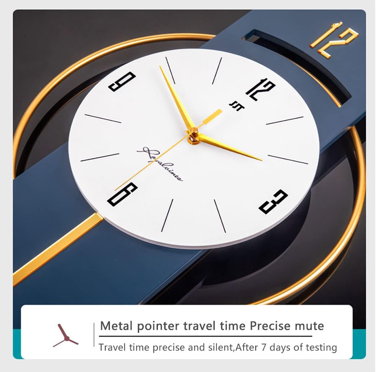 FLOERROYALE Reloj de pared grande para decoración de sala de estar, moderno reloj de pared silencioso de metal de madera, reloj de pared con