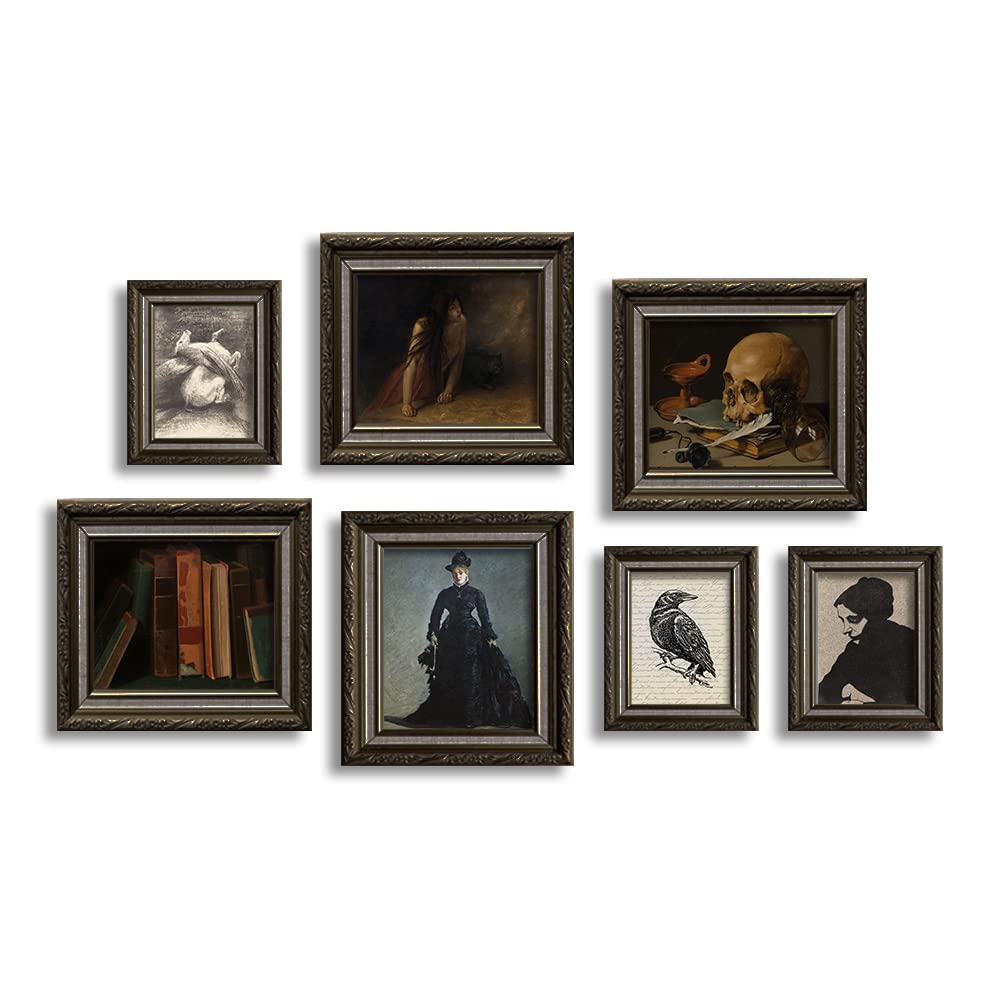 Halloween Wall Decor – Skull Ghost Raven Crow Pagan Gift – Haunted House Witch Witchy Poster Print – Spooky Weirdo Satanic Photo – Vintage Scary