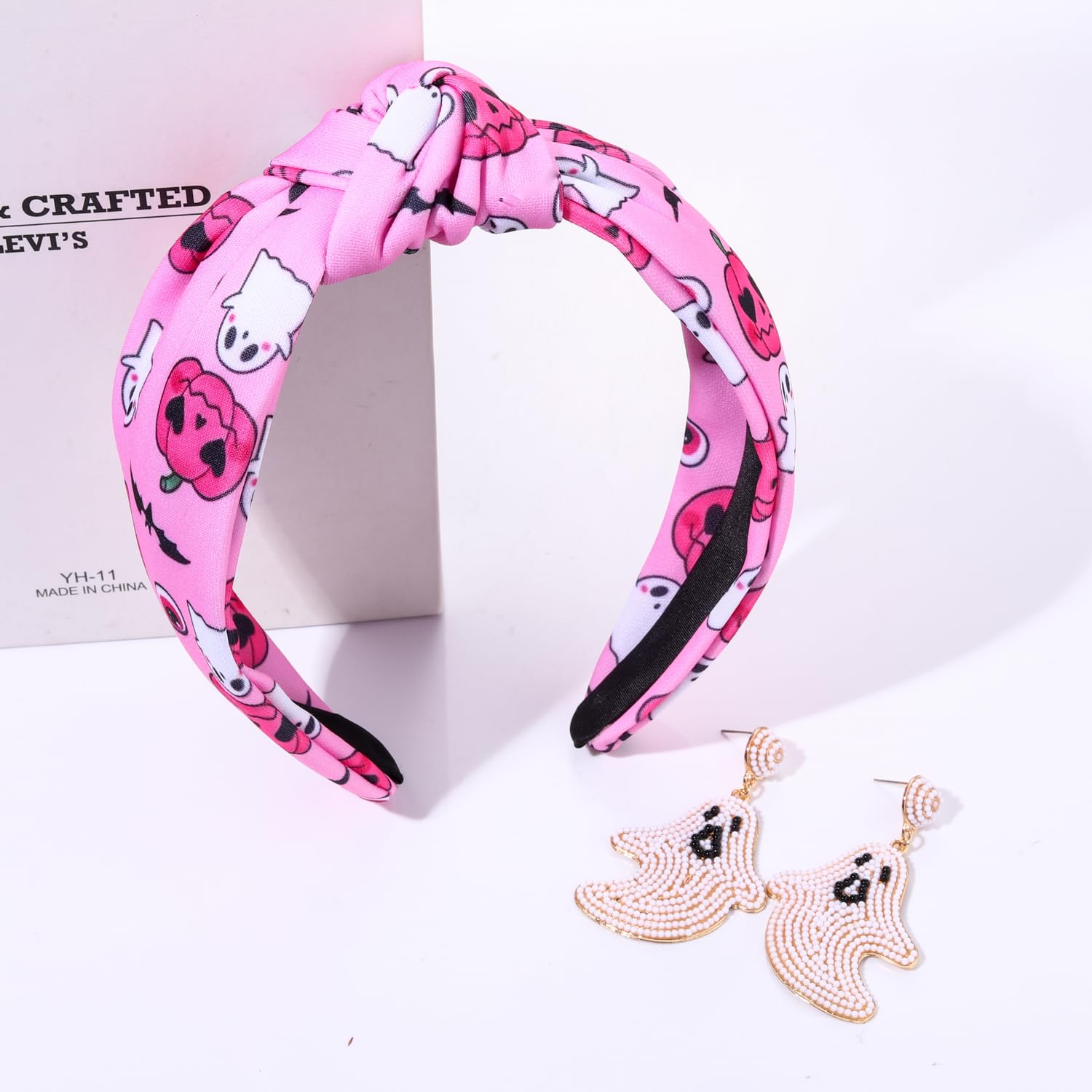 Diadema de Halloween para mujer, diadema de calabaza espeluznante de maíz y caramelo, diadema anudada festiva, accesorios para el cabello de