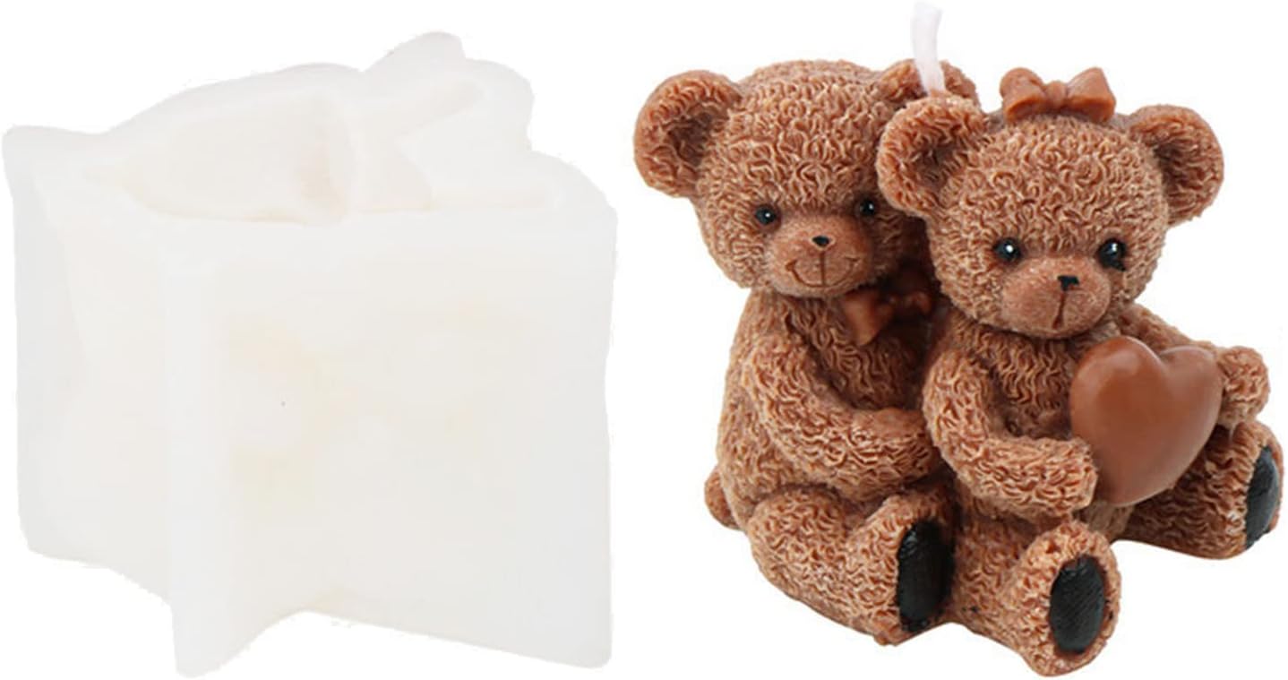 Molde de silicona para velas en forma de oso, molde para velas de bricolaje, molde de yeso, molde epoxi, kit de fabricación de velas, moldes de