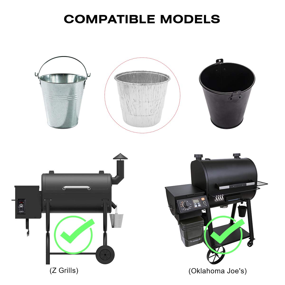 Repuesto para parrillas de pellets Pit Boss y accesorios para ahumadores, paquete de 2 unidades de carne y 15 bolsas de grasa con 1 cubo de goteo