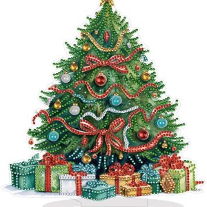 Orgone Kit de adornos de escritorio de árbol de Navidad para adultos, pintura acrílica por números, decoración de Navidad de escritorio, kit de Orgone Kit de adornos de escritorio de árbol de Navidad para adultos, pintura acrílica por números, decoración de Navidad de escritorio, kit de