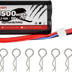 Hosim Paquete de batería recargable de iones de litio de 7.4V 1500mAh 15C con conector T para RC Evader BX Car 12401 12402 RC Truck 9155 RC Truggy Hosim Paquete de batería recargable de iones de litio de 7.4V 1500mAh 15C con conector T para RC Evader BX Car 12401 12402 RC Truck 9155 RC Truggy