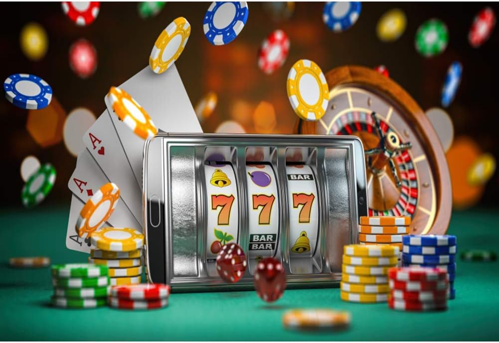OERJU Telón de fondo de casino de 10 x 8 pies Las Vegas Nevada Casa de juego Bokeh Bargaining Chip Ruleta Rueda Lucky Card Game Fondo Subterráneo