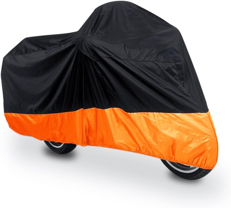 uxcell XL 190T – Protector contra el polvo y la lluvia, color negro y naranja, cubierta de motocicleta de 96 pulgadas
