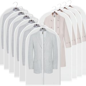 AIDBUCKS Bolsa colgante para ropa (juego de 10) fundas de ropa para proteger el polvo, bolsas ligeras transparentes con cremallera completa para AIDBUCKS Bolsa colgante para ropa (juego de 10) fundas de ropa para proteger el polvo, bolsas ligeras transparentes con cremallera completa para