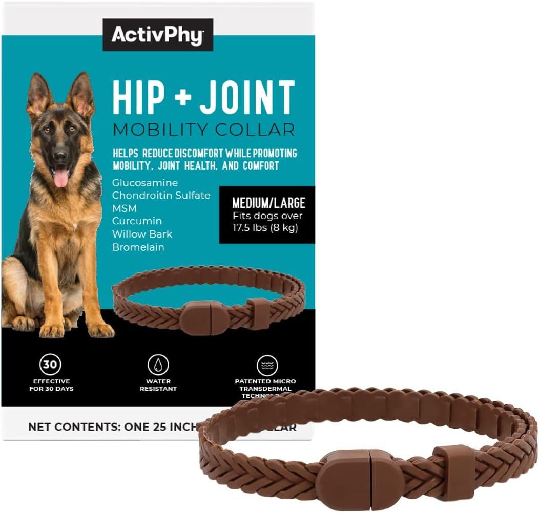Collar de movilidad para cadera y articulaciones para perros con glucosamina, condroitina, MSM y más  Conveniente y fácil  30 días de apoyo continuo