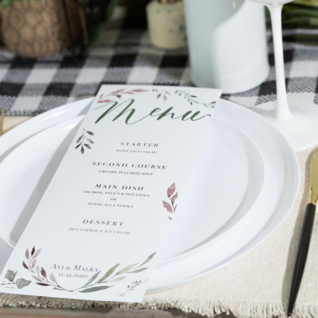 Blue Sky Edge White – Platos desechables de plástico redondos de 10.6 pulgadas (10 unidades) – Vajilla elegante y resistente para eventos y fiestas