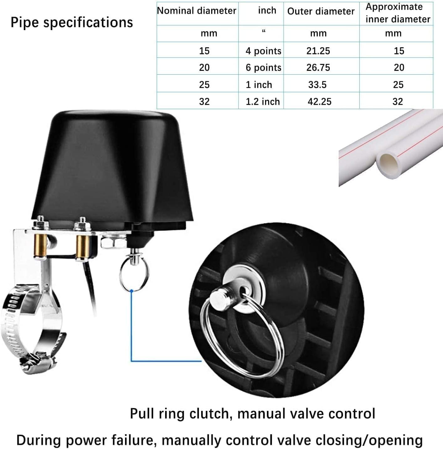 Válvula de agua Zigbee, válvula de agua inteligente, versión mejorada de cierre inteligente de válvula de agua, temporizador de riego automático de