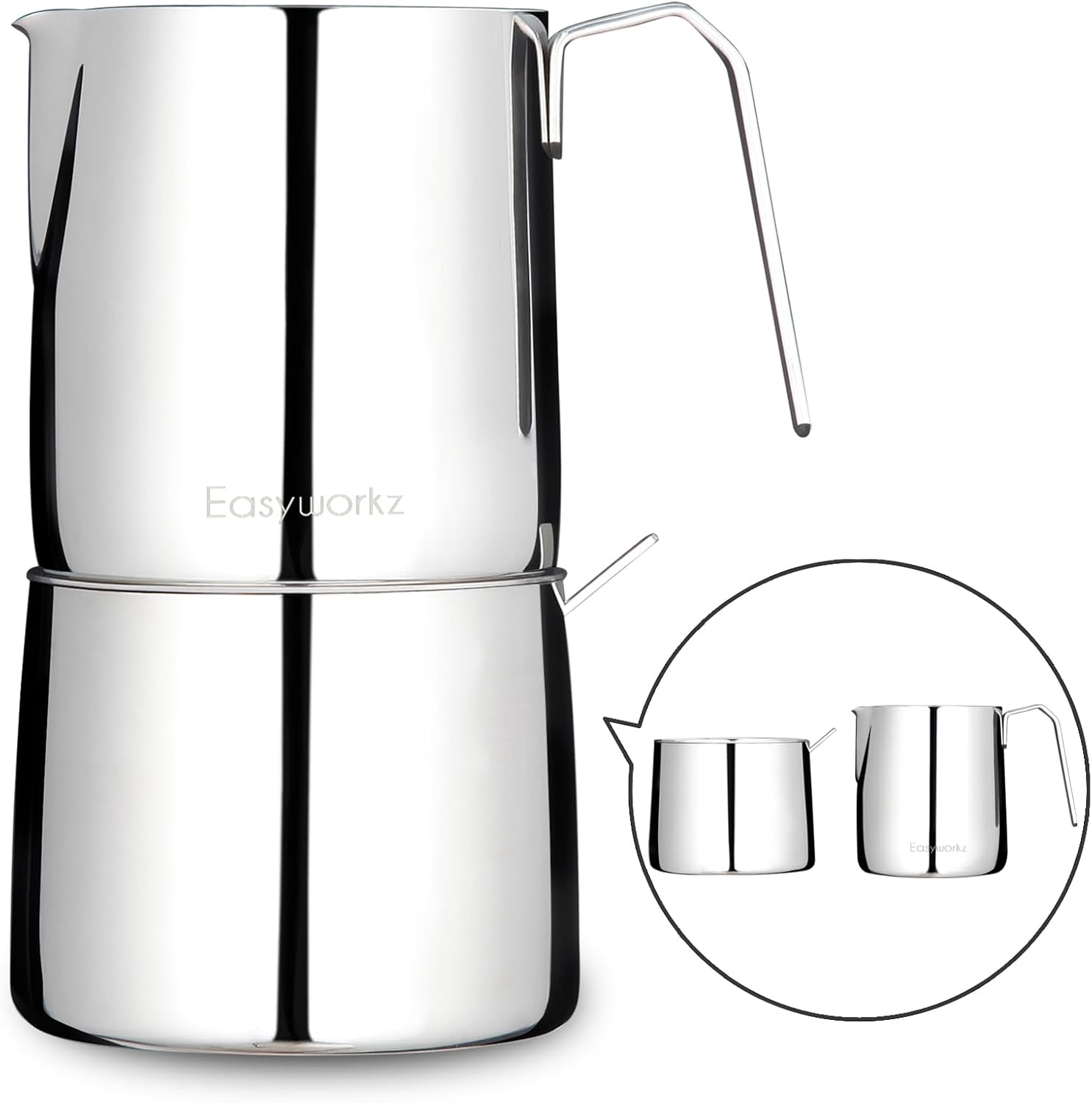Easyworkz Crema de acero inoxidable 304 y azucarero con cuchara para servir café, cromo