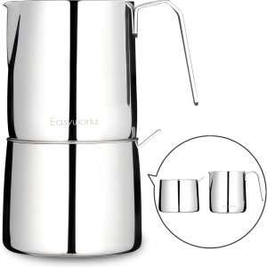 Easyworkz Crema de acero inoxidable 304 y azucarero con cuchara para servir café, cromo Easyworkz Crema de acero inoxidable 304 y azucarero con cuchara para servir café, cromo