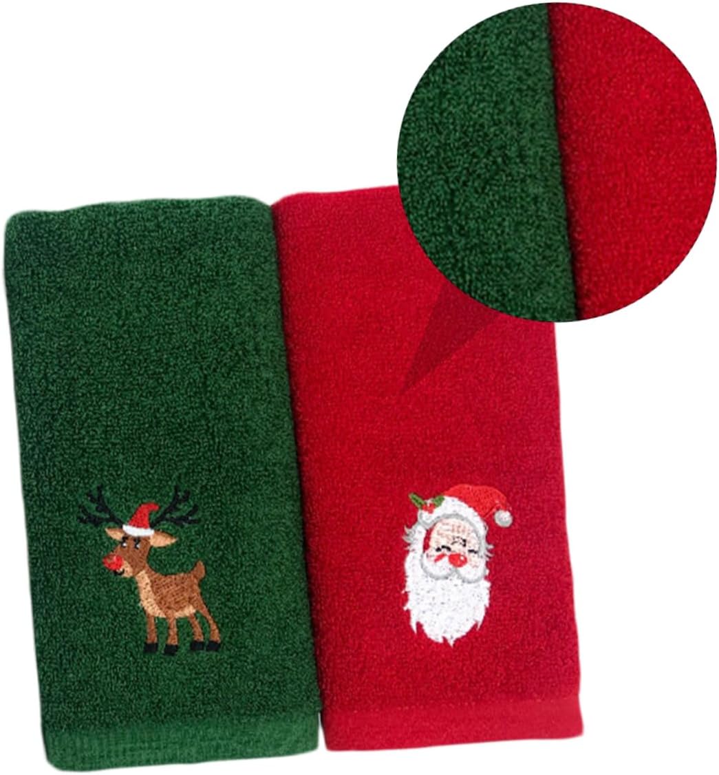 Cabilock 6 toallas de Navidad de mano para baño, toallas bordadas de Navidad, paños de cocina, toallas de Papá Noel, toallas de mano de Navidad,