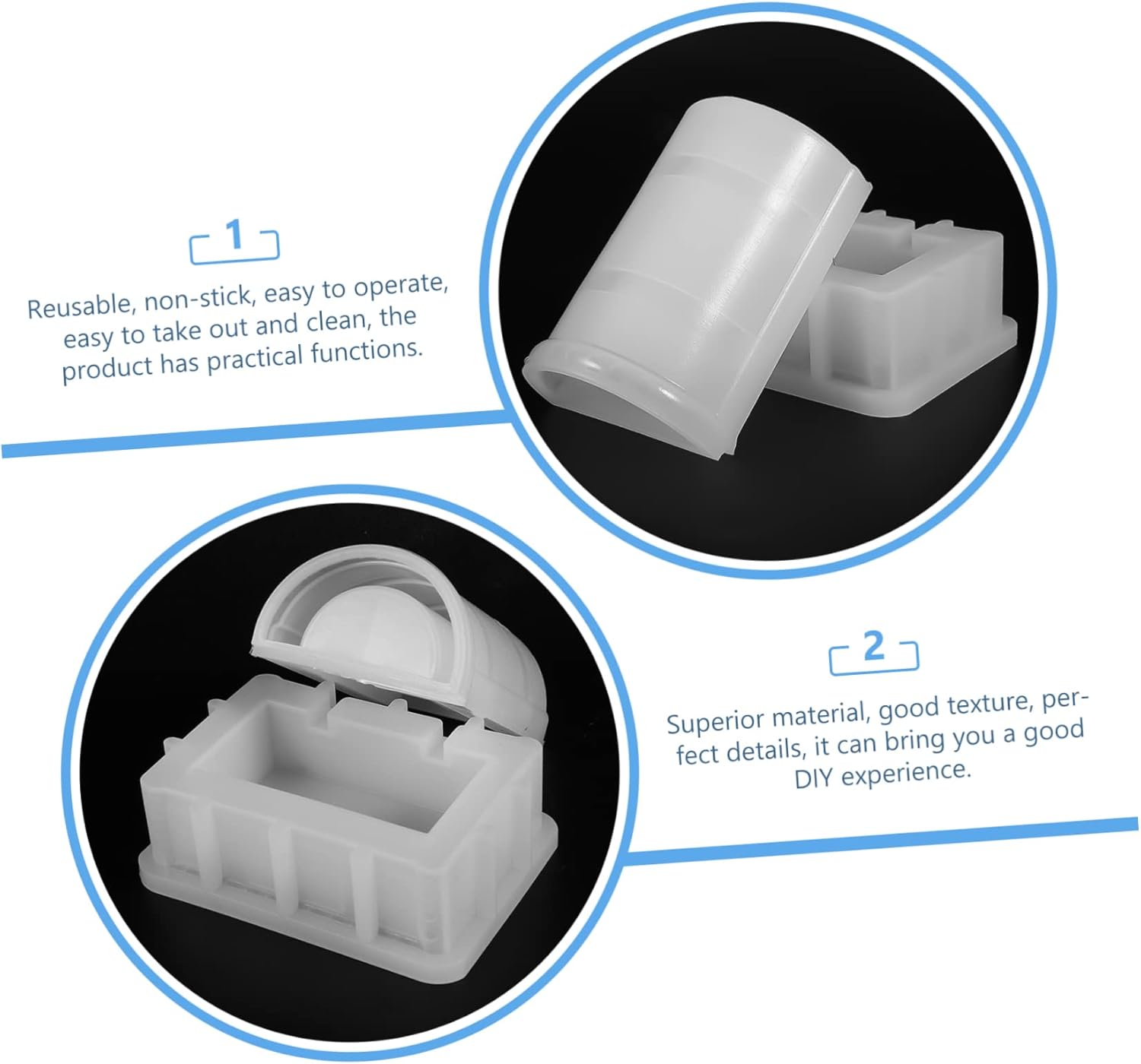Moldes de Halloween, 2 juegos de cofre del tesoro, molde de silicona para gelatinas, moldes de silicona de resina, caja de joyería con espejo, caja
