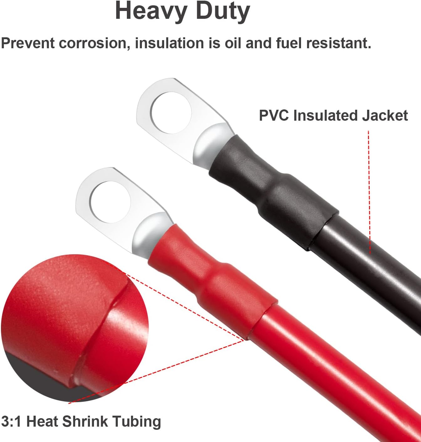 MILAPEAK Cables de batería de 4 AWG, juego de cables inversores de batería marina de calibre 4 de 5 pies con terminales de 38 pulgadas (positivos y