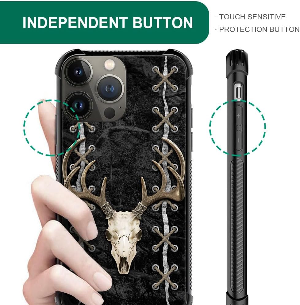 DAIZAG Funda compatible con iPhone 15 Deer Skull Hunter Caza Teléfono Caso a prueba de golpes suave TPU Funda para iPhone 15