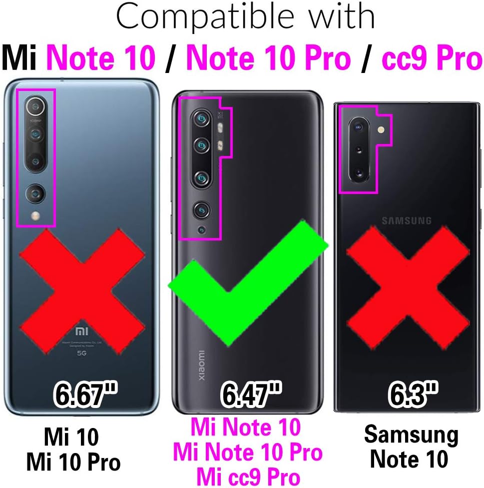 Asuwish Funda de teléfono para Xiaomi Mi Note 10Note10ProCC9 Pro con cubierta protectora de pantalla de vidrio templado y soporte de anillo delgado