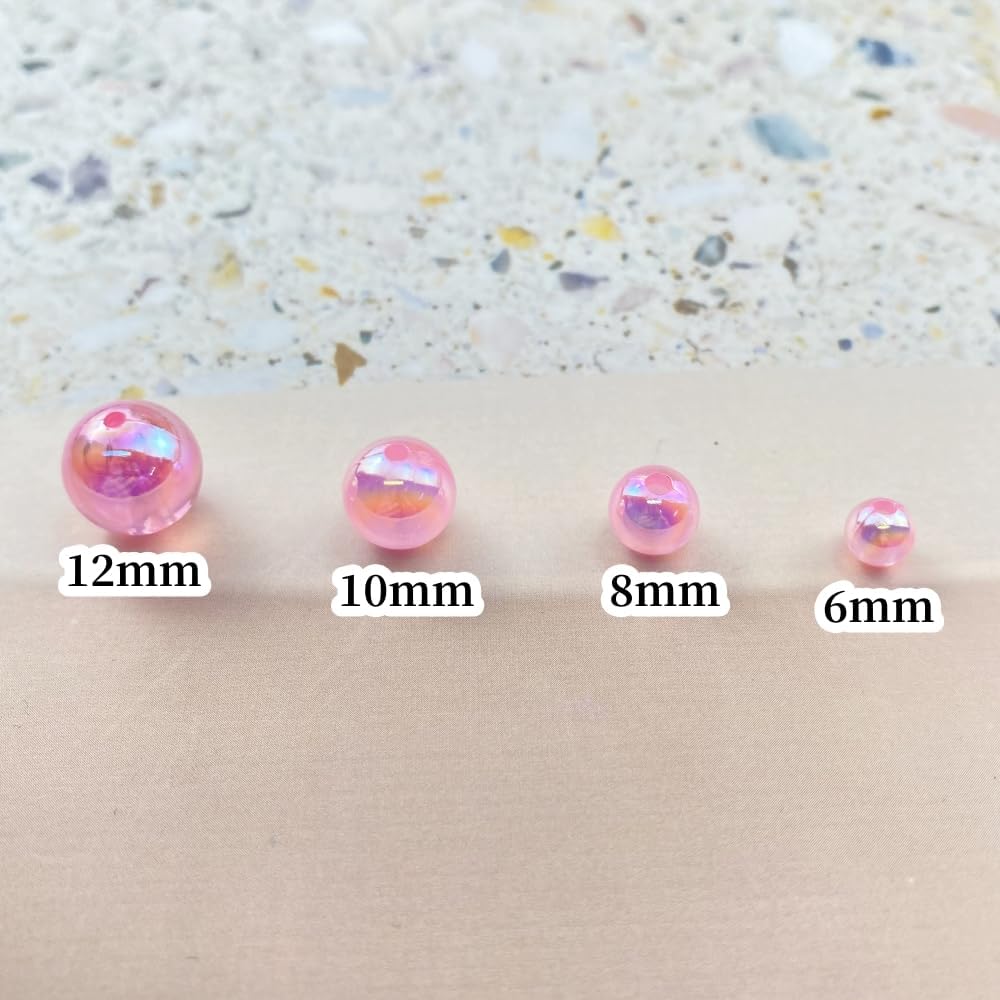 200 cuentas redondas acrílicas de 0.394 pulgadas de colores AB, cuentas espaciadoras redondas con agujeros para aretes, pulseras, collares,
