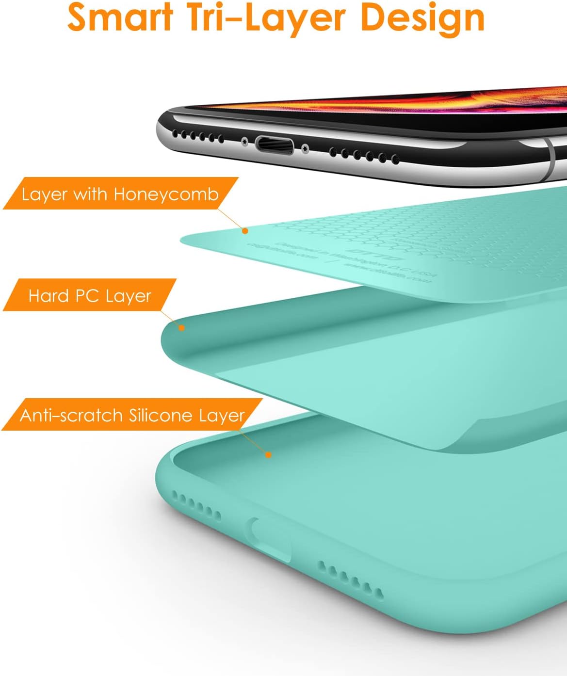 DTTO Compatible con iPhone XR, silicona líquida ultra delgada, suave de primera calidad protección contra caídas de grado militar Funda protectora