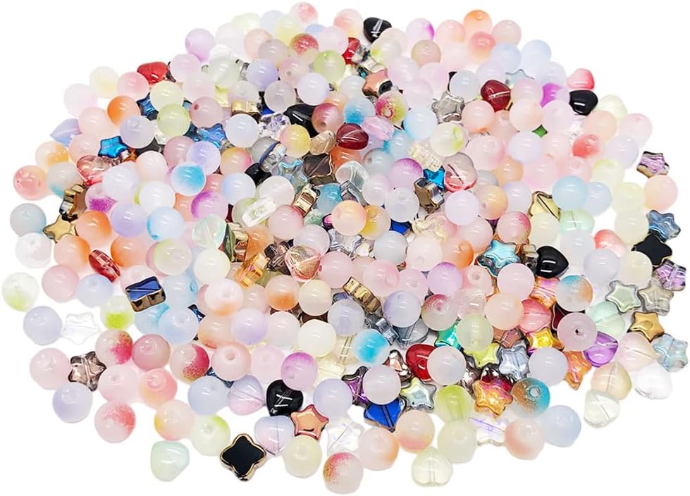 380 cuentas de cristal de color transparente, cuentas de estrella, cuentas de trébol, cuentas en forma de corazón, juego de cuentas de manualidades,
