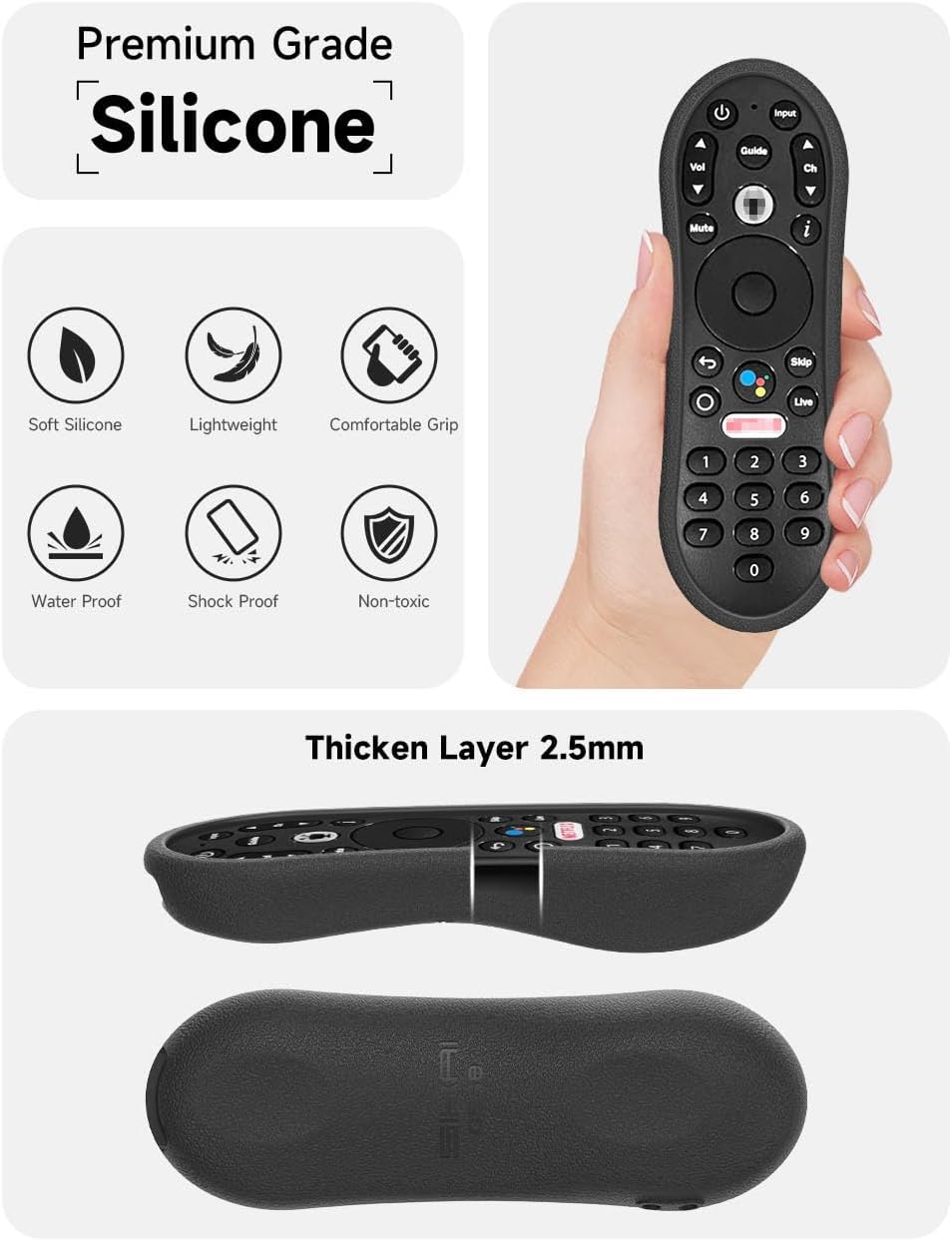 SIKAI – Funda protectora de silicona para control remoto TiVo Stream 4K, a prueba de golpes, antipérdida, para control remoto TiVo Stream 4K, con