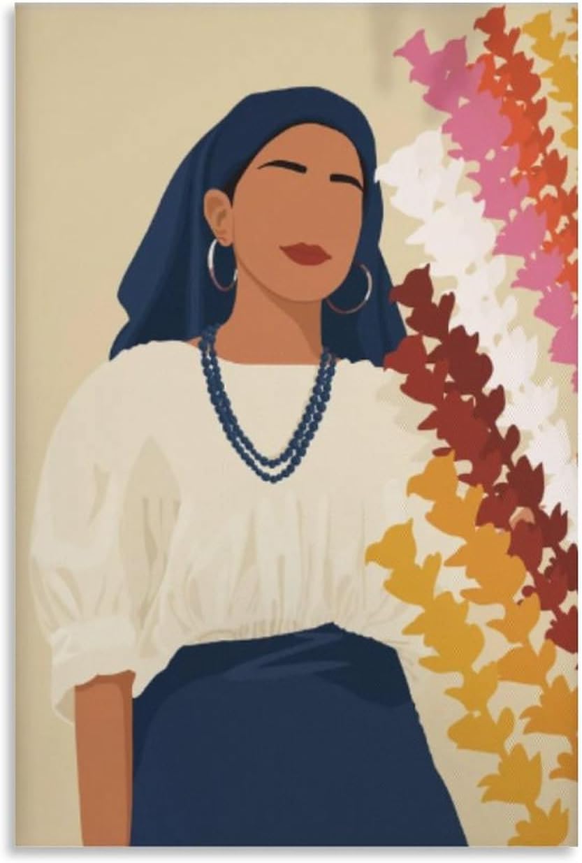 Impresión de El Salvador, póster de mujeres salvadoreñas, vestido tradicional, desfile de palmeras, retrato de El S, lienzo de pintura artística