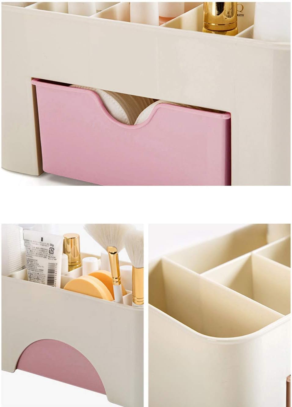 Organizador de maquillaje con cajones, caja de almacenamiento grande para cosméticos, tipo cajón, organizador de maquillaje, dormitorio, acabado de
