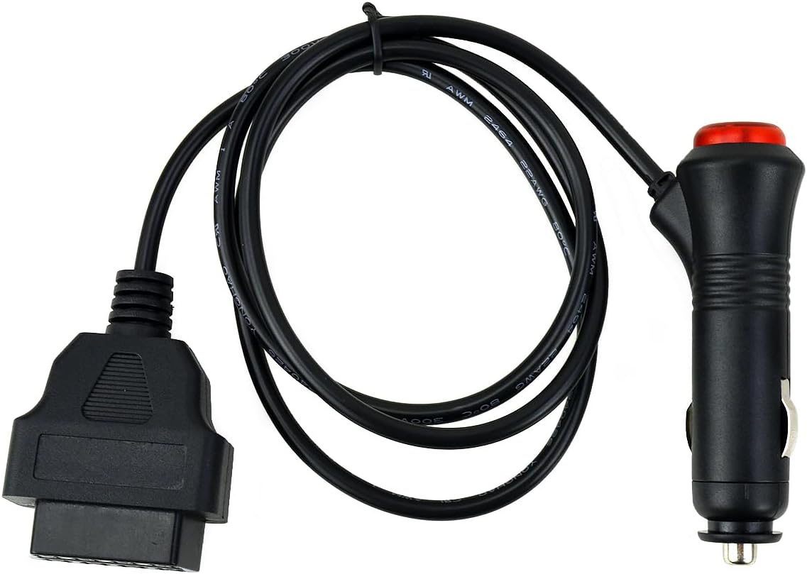 Encendedor con botón de interruptor a OBD2 16Pin conector hembra ECU Cable 12V DC Fuente de alimentación (1M3.3ft) Cambiar encendedor de cigarrillos