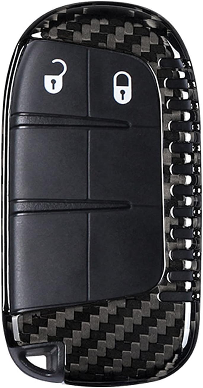 M.JVisun Funda para llavero de fibra de carbono genuina para Jeep Compass Grand Cherokee SRT Renegade Trailhawk Smart Car Remote Key Fob Case para