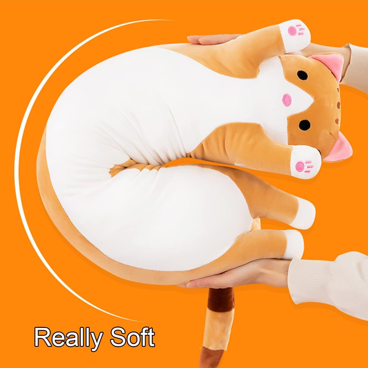 Almohada gigante de gatos de peluche con dibujos animados y gatitos, almohada para dormir, suave y larga para el cuerpo, muñeca y gato, cojín para