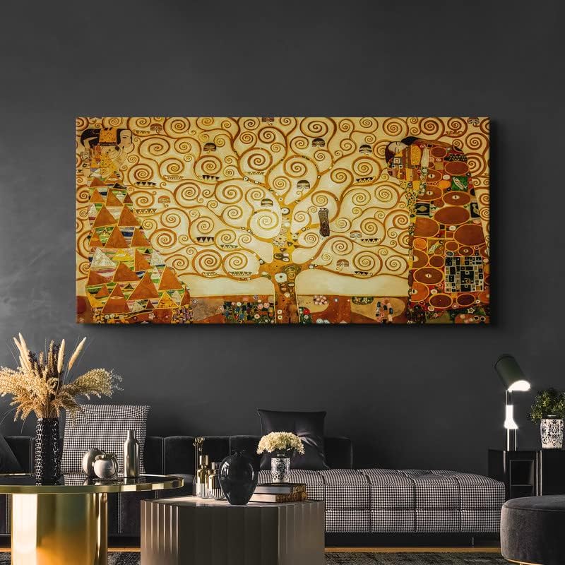 CanvasWAY – Gustav Klimt – Lienzo de reproducción del árbol de la vida, arte de pared, cuadro clásico sobre lienzo de algodón, marco de madera,
