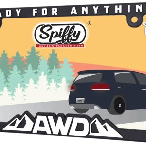 Spiffy AWD – Marco de matrícula con tracción en todas las ruedas, listo para cualquier cosa, fabricado en los Estados Unidos, cubierta de soporte Spiffy AWD – Marco de matrícula con tracción en todas las ruedas, listo para cualquier cosa, fabricado en los Estados Unidos, cubierta de soporte