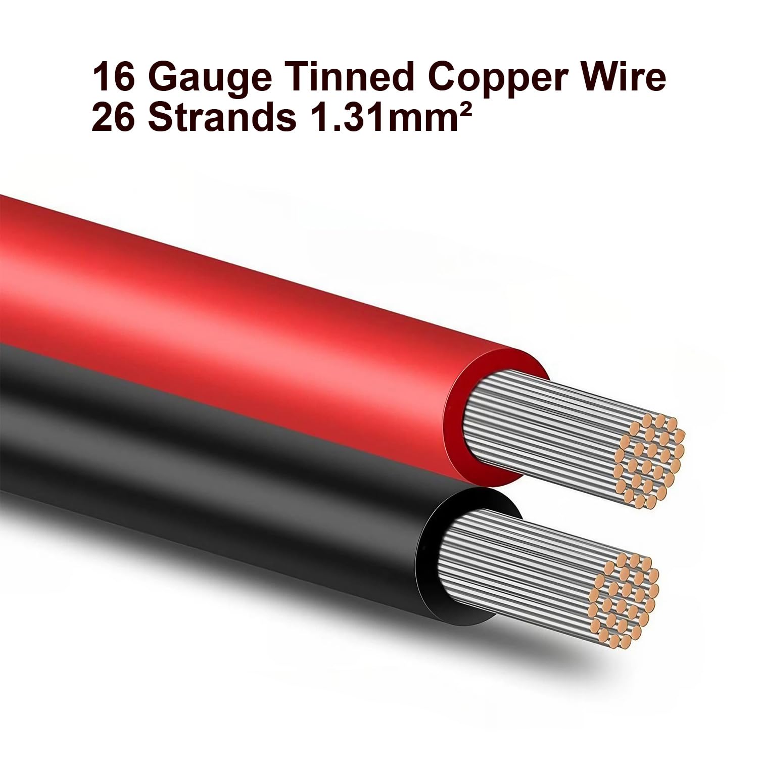 LINKSQ Cable eléctrico 2468 VW-1 FT1 (100 pies) calibre 16 2 conductores, cable de cobre estañado trenzado sin oxígeno de 2 cables, 16 AWG 2 cables,