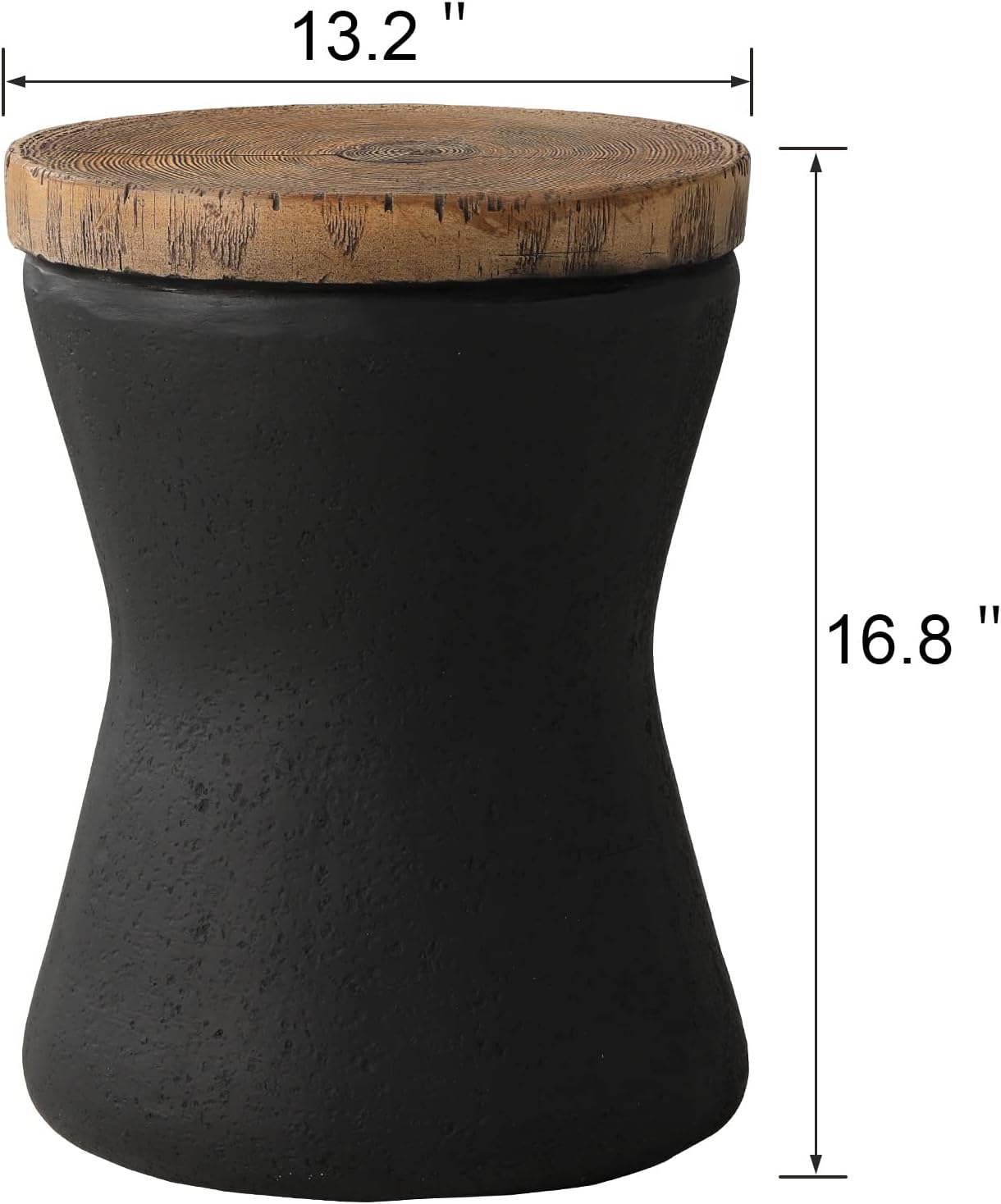 SUNBURY Morden – Mesa auxiliar de exterior con forma de reloj de arena de 11 pulgadas para patio, taburete de jardín de concreto, juego de 2, mesa