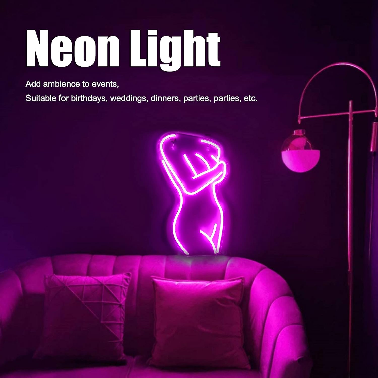 Diydeg Letrero de neón con texto en inglés “Sexy Lady”, letrero de pared para niñas, luces LED, USB, arte de neón, lindas lámparas de neón para el