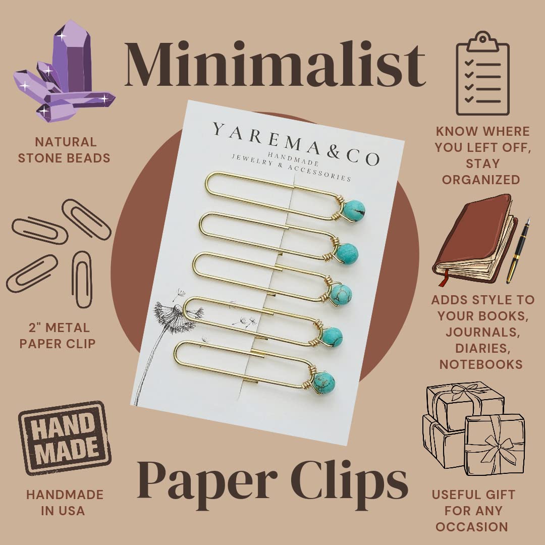 5pcs Minimalist Handmade Natural Stone Planner Clip Journal Calendar Bookmark Book tag Travelers Notebook Accessories Teacher Appreciation Gift