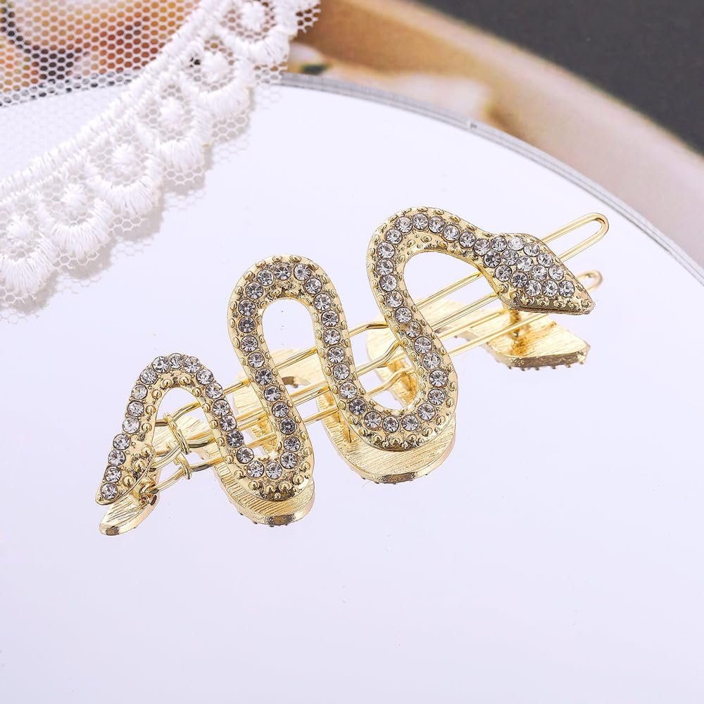 Juego de pinzas de metal para el pelo de serpiente de aleación con diamantes de imitación brillantes, accesorios de joyería para el cabello para