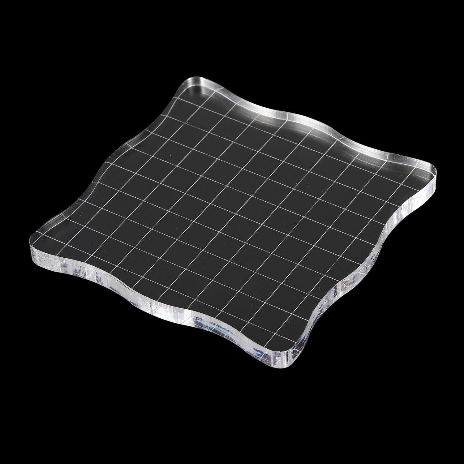 PATIKIL Bloque de sello acrílico de 4 x 4 pulgadas, paquete de 2 bloques de estampado transparentes con líneas de cuadrícula, bloques de montaje