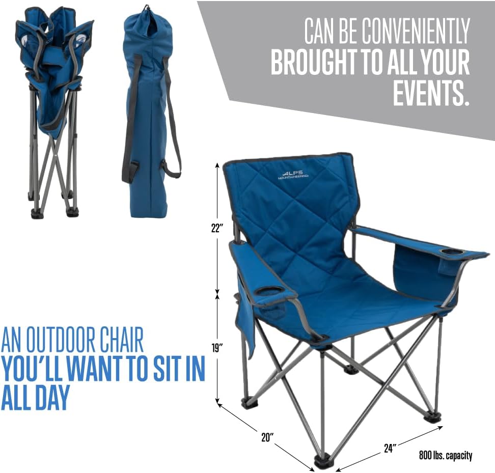 ALPS Mountaineering King Kong – Sillas de camping para adultos con portavasos de malla y bolsillos, construidas duraderas y fiables con marco de
