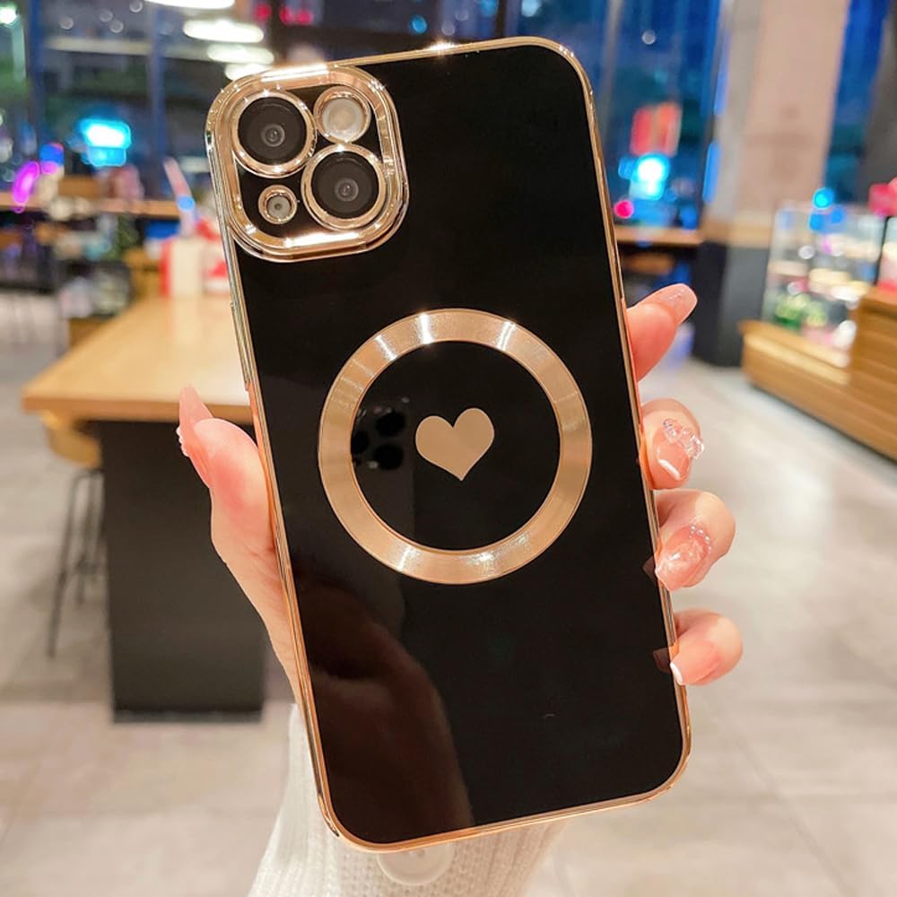 ZinLyuen Diseñada para iPhone 14, compatible con MagSafe protector de lente de cámara integrado, a prueba de golpes, funda magnética de silicona