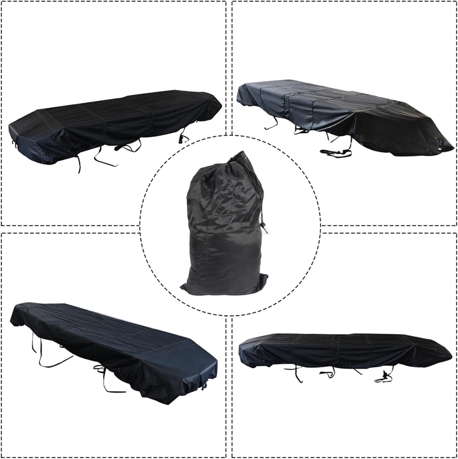 Funda de repuesto para lanchas Jon Boats de 14 pies, resistente, grado marino, remolcable, color negro