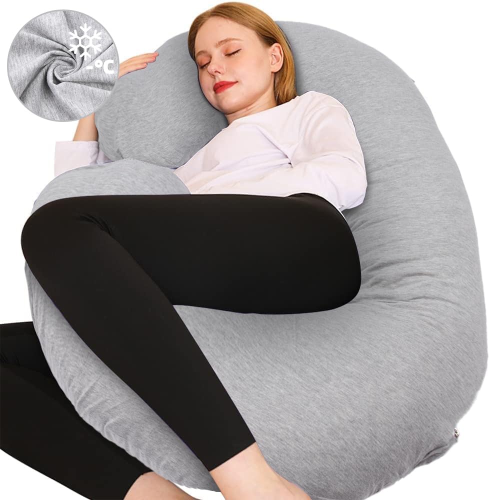 Chilling Home Almohada de embarazo, almohada de cuerpo completo en forma de C, almohada de maternidad para mujeres de 55 pulgadas, almohadas de