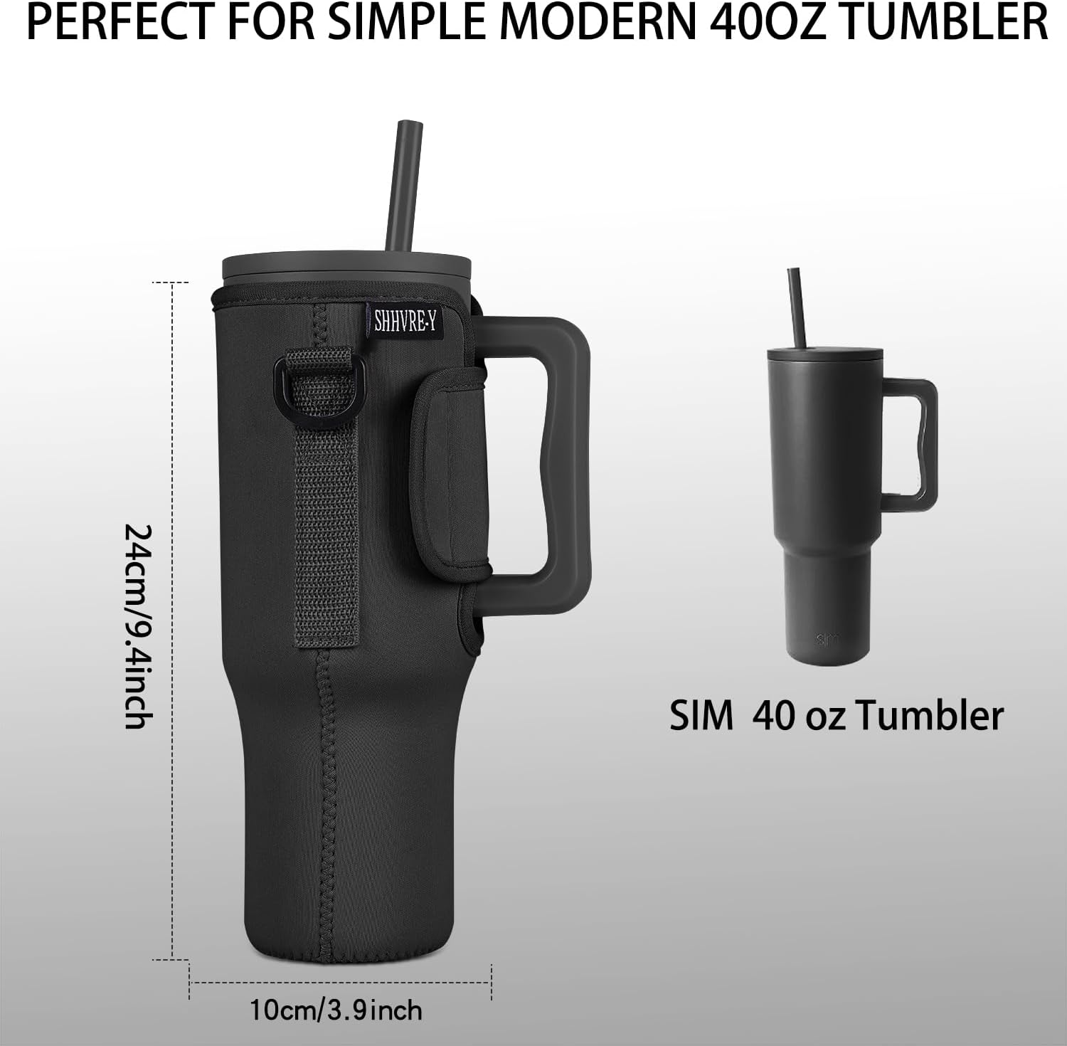 SHHVRE-Y Bolsa de transporte para botella de agua compatible con vaso Simple Modern de 40 onzas con asa, soporte para botella de agua con correa