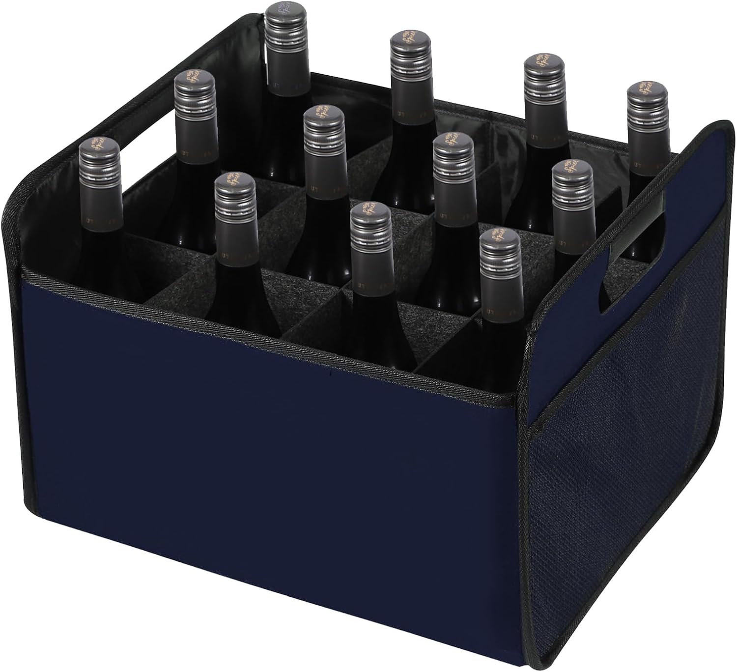 LITLANDSTAR Portador de vino para 12 botellas, caja de almacenamiento plegable para botellas de vino, botella de licor de fieltro de alta calidad