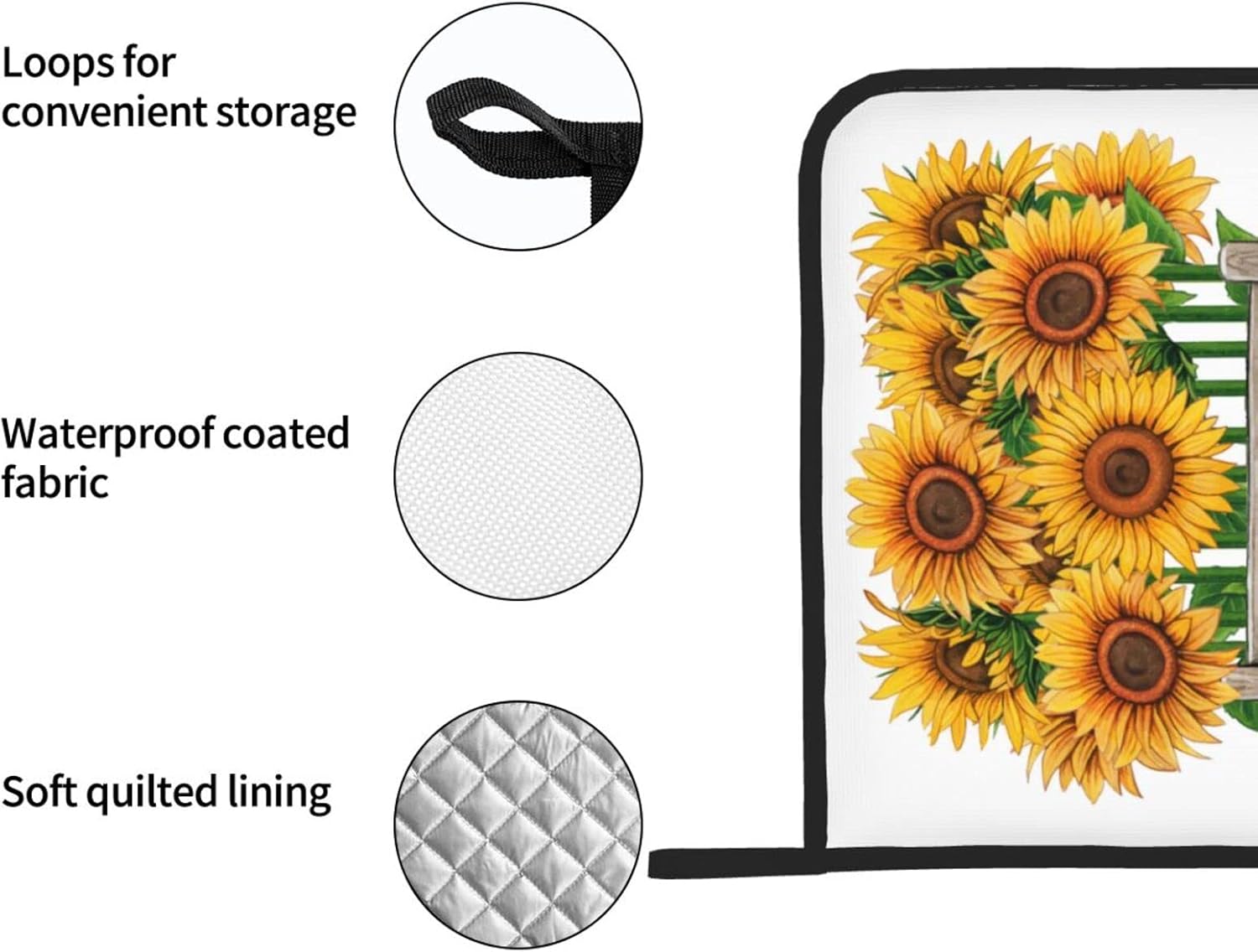 Agarraderas básicas de girasol para cocina, uso diario, con flores de otoño, resistentes al calor, para cocinar, hornear, barbacoa, paquete de 2, 8