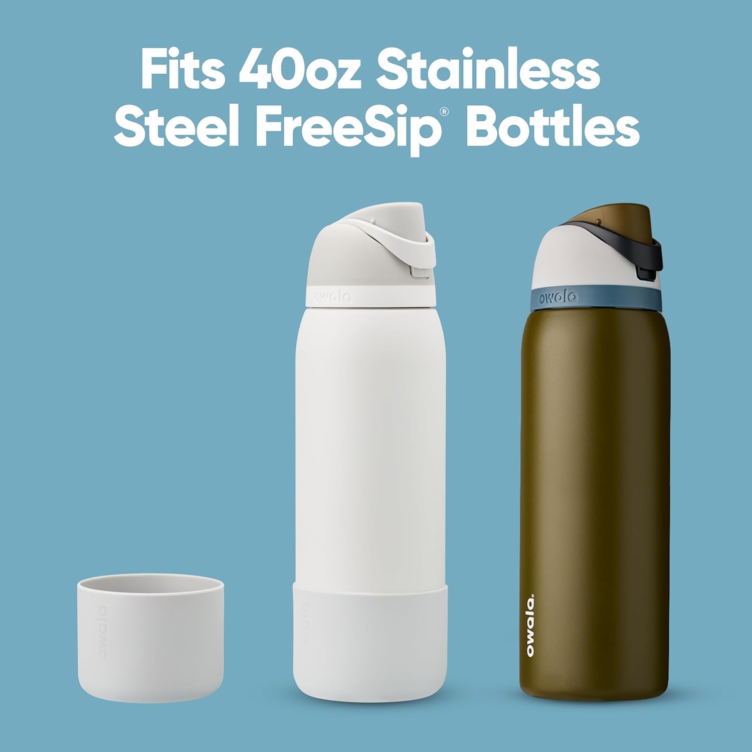 Owala Funda protectora antideslizante para botella de agua, protege las botellas de agua de acero inoxidable FreeSip y Flip, 40 onzas, color gris